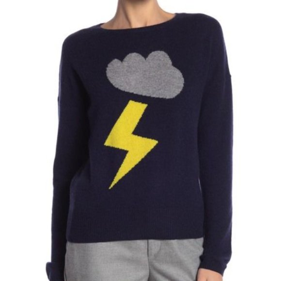 Kier & J Cashmere Sweater in Navy with Intarsia - Picture 3 of 3